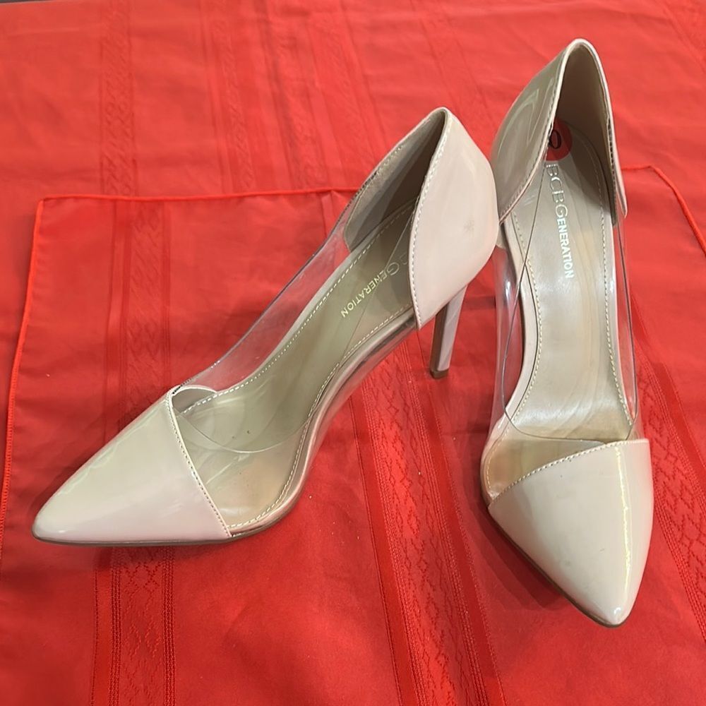 BCBGeneration Taupe Stiletto Heels with Transparent Panels Size 10 - Picture 10 of 10